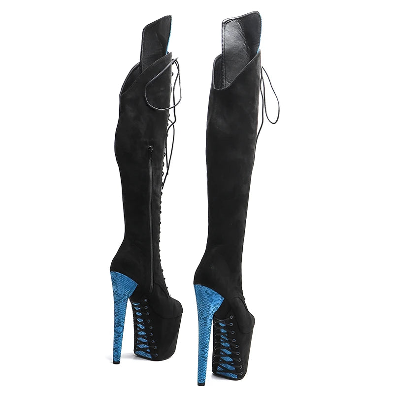 8-Inch Suede Thigh-High Platform Boots | Lace-Up