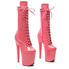 Patent Platform Ankle Boots – 8-Inch Pole Dance Heels, Pink, Wine Red & Black