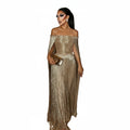 Gold Tassel Formal Gown | Off-Shoulder | Floor-Length