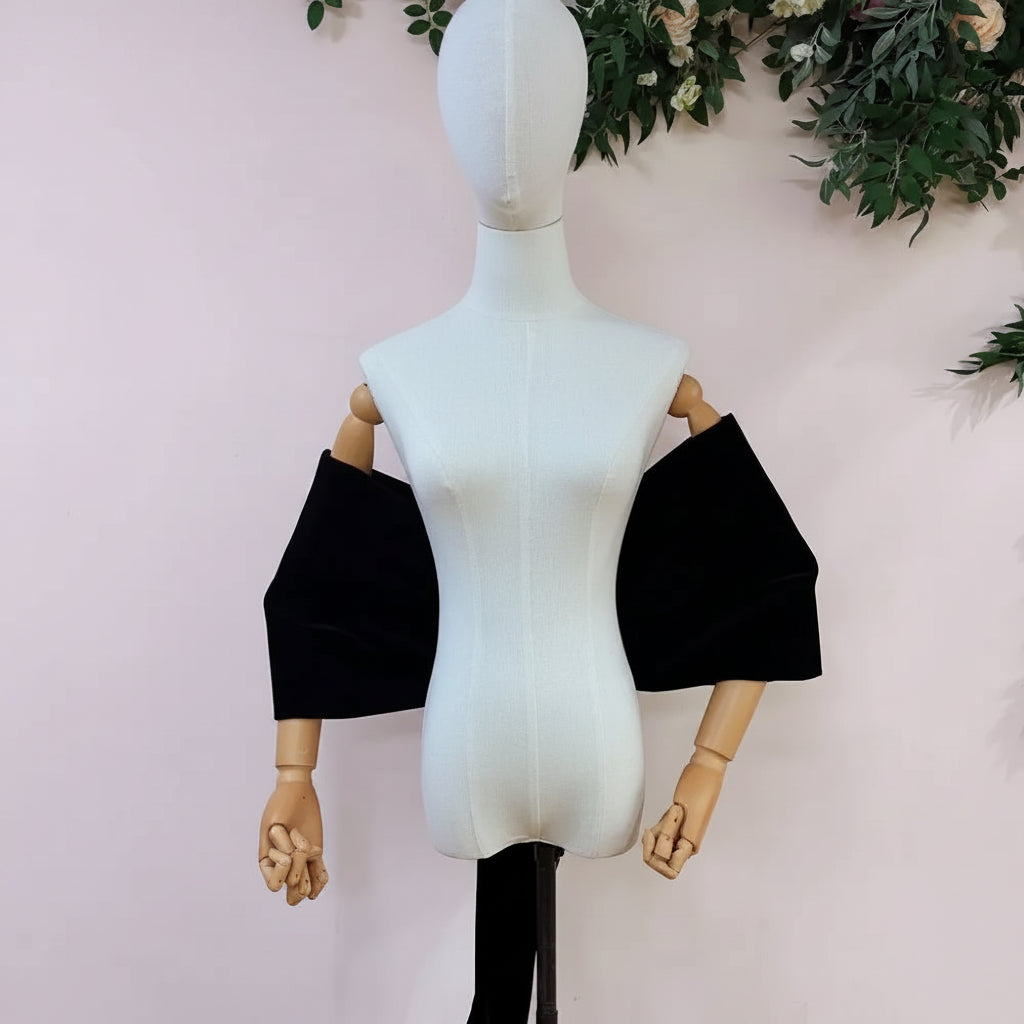 Velvet Bow Cape | Long Train & Bow Sleeves | Pageant & Evening