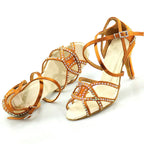 Bronze Rhinestone Latin Dance Heels | Satin | 5–10cm