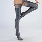 Glossy Satin Over-the-Knee Stockings | Shiny Thigh-High | One Size