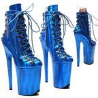 Holographic Lace-Up Pole Dance Boots – High Heel Stage Shoes