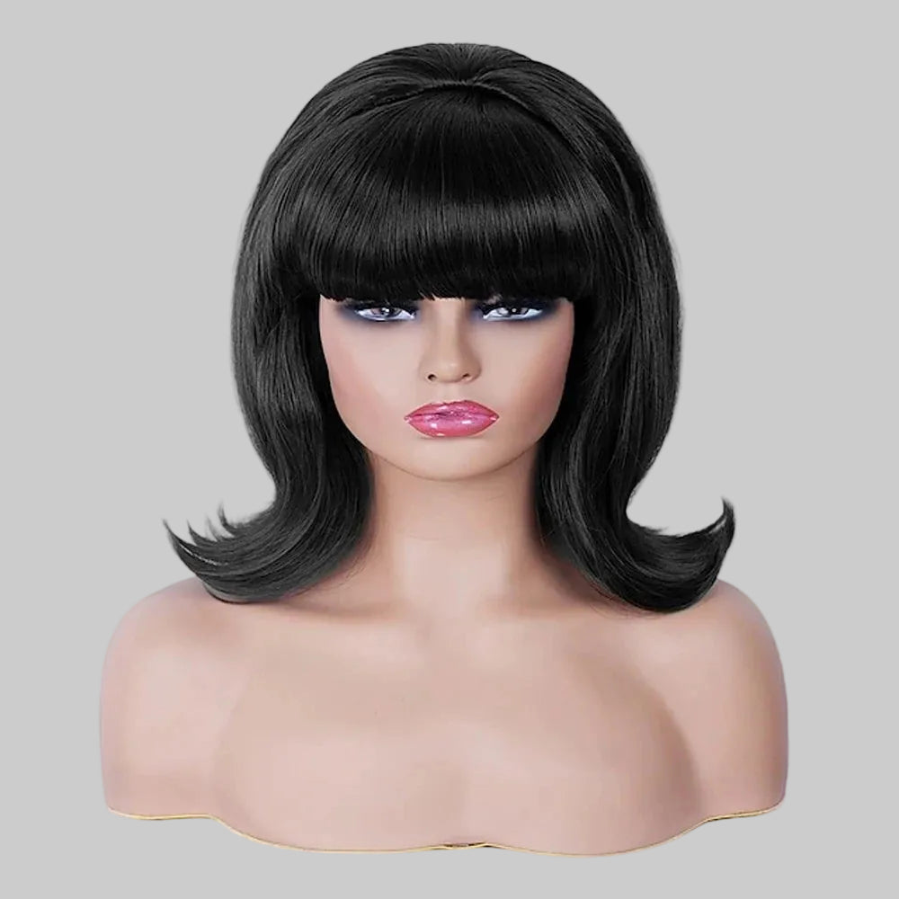 Retro Glam Pink Updo Wig - 60s Beehive & 70s Pinup Synthetic Wig (12 Inches)