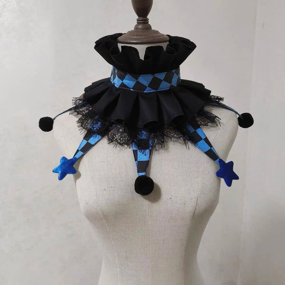 Jester Clown Ruff Collar | Pom-Pom & Star Tips | 12 Colors