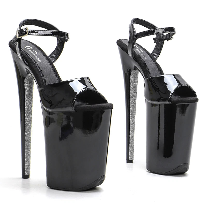 23CM Patent Glitter Platform Pole Dance Heels - 9 Inch High Heel Performance Sandals
