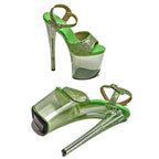 20cm Glitter Platform Sandals - Open Toe Clear Platform Dance Heels