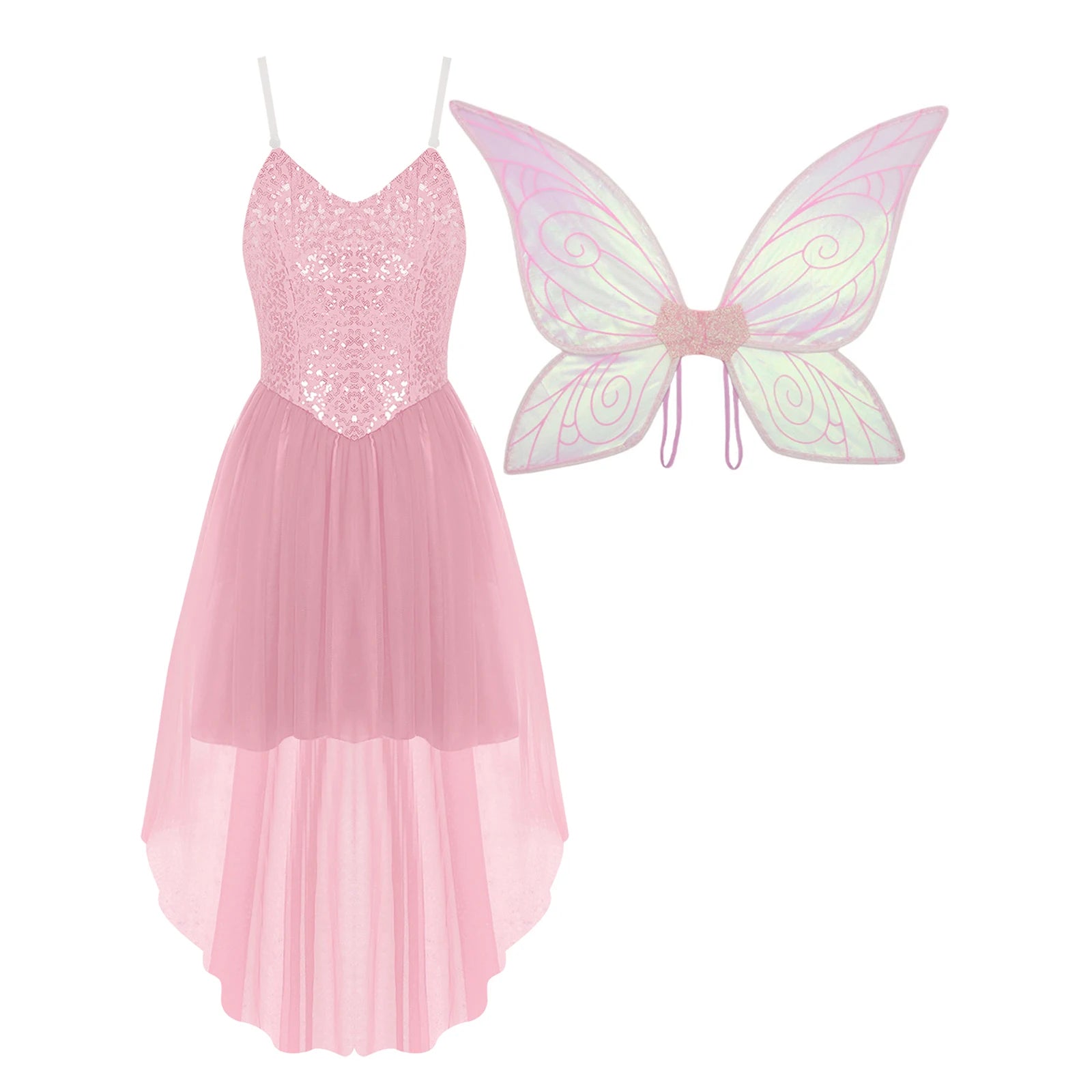 Fairy Costume Dress with Wings | Sequin Bodice | High-Low Tulle
