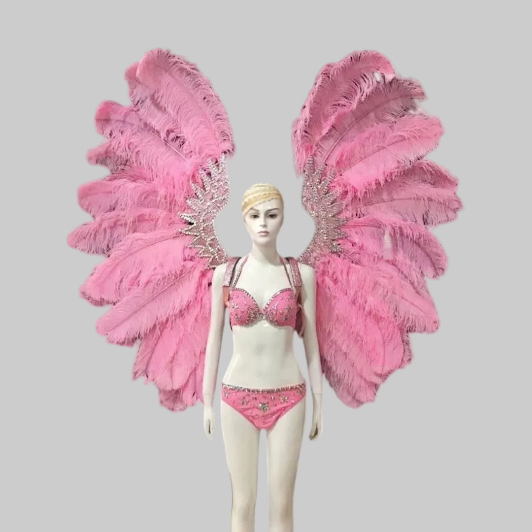 Feather Headdress & Wings Set - Handcrafted Carnival Performance Costume