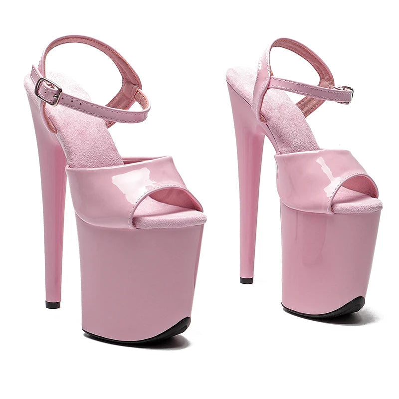 20CM Platform Sandals - Patent Finish High Heel Pole Dance Shoes