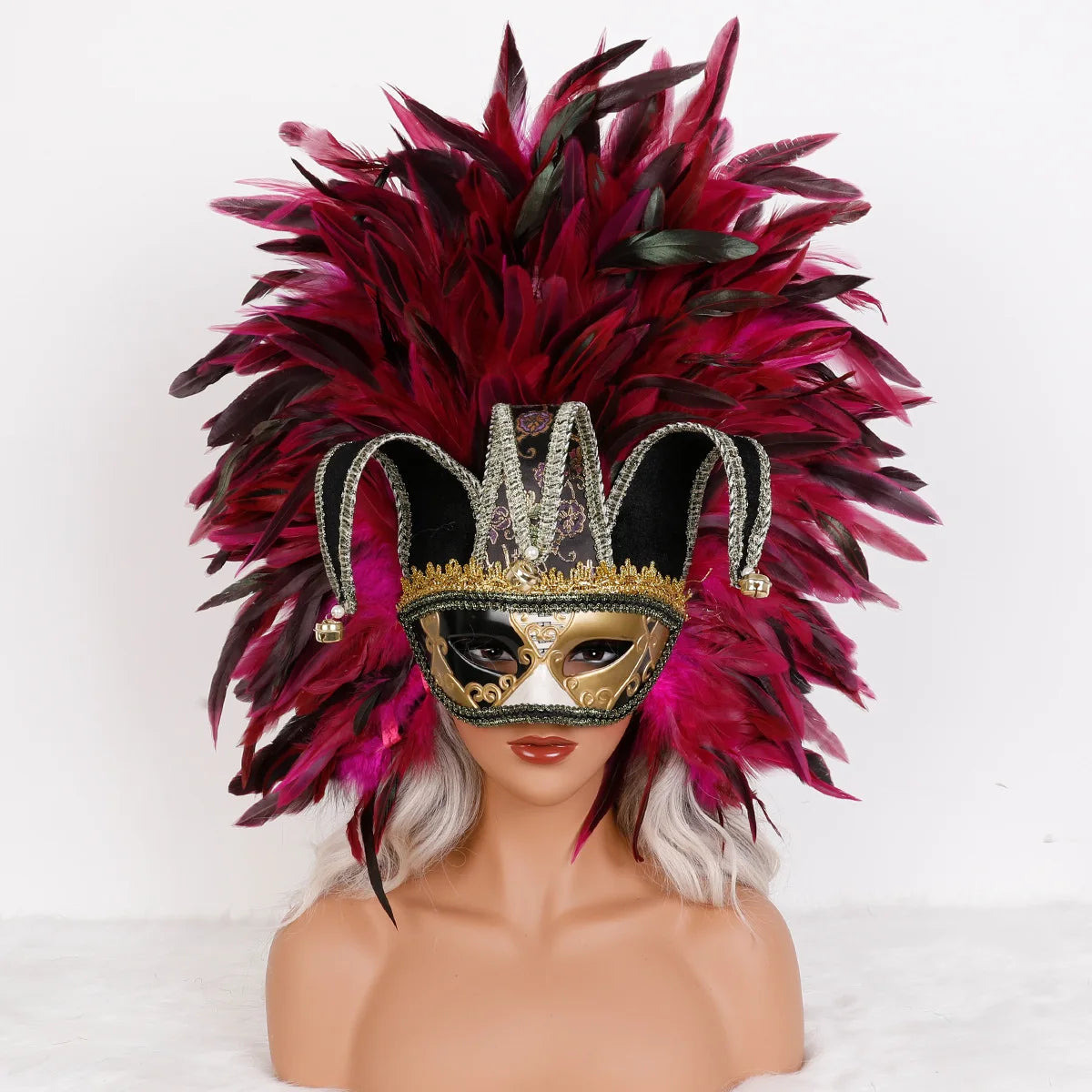 Feather Masquerade Mask | Jester Crown