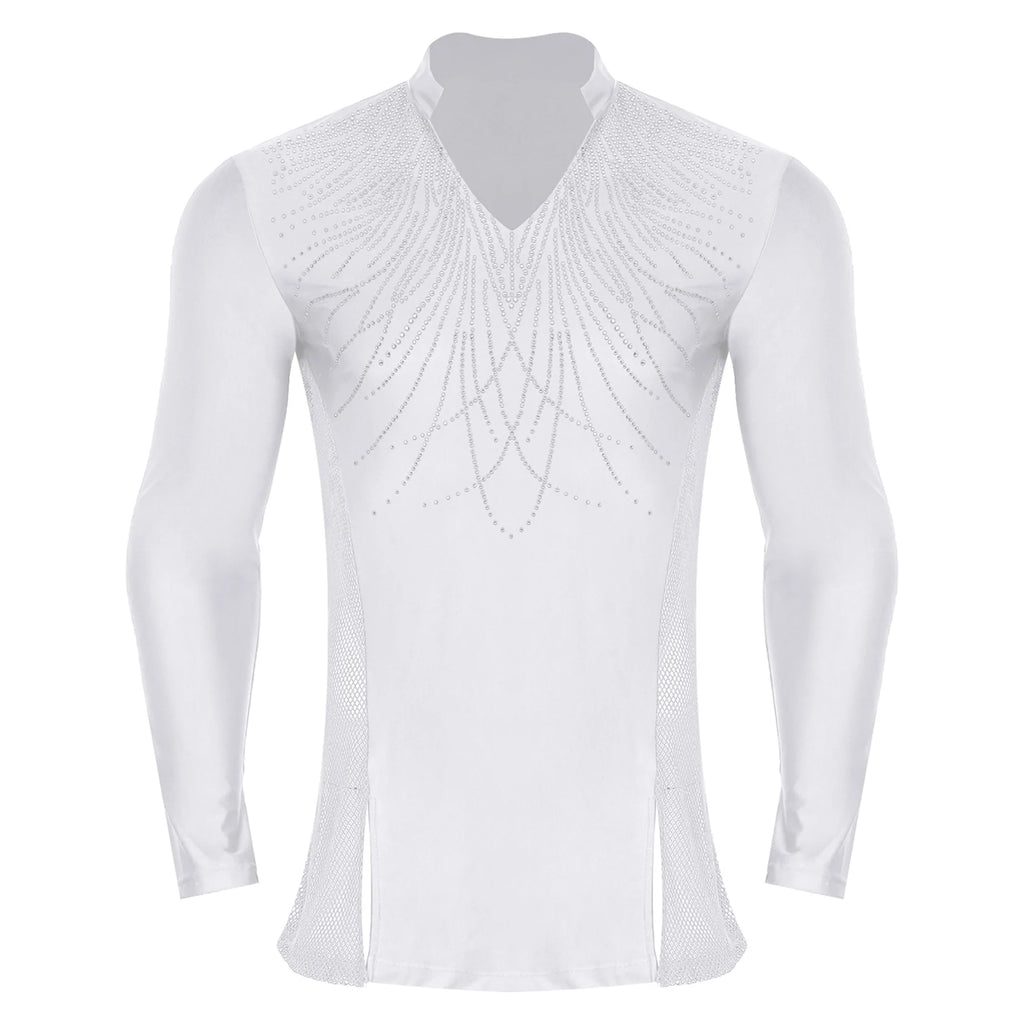 Men’s Dance Top | Rhinestone Mesh