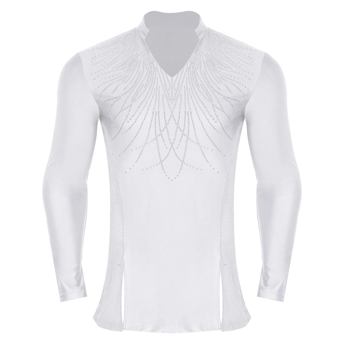 Men’s Dance Top | Rhinestone Mesh