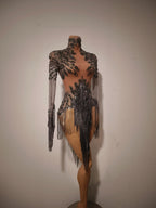Rhinestone Tassel See-Through Stage Dress | S–XL
