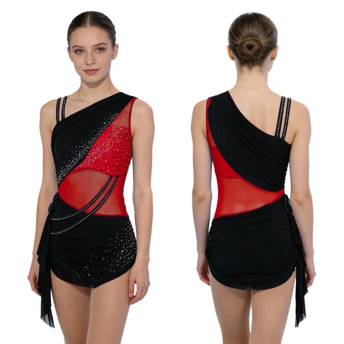 Lyrical Dance Dress | Rhinestone Asymmetric Skirt