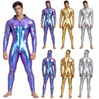 Men’s Metallic Jumpsuit | Hooded Zip-Front