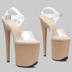 20cm Clear Platform Heels - 8 Inch Stripper Sandals for Pole Dance & Stage