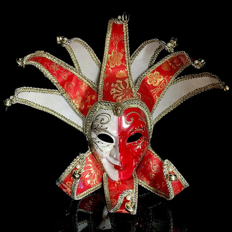 Venetian Jester Comedy Mask | Gold Metalwork | 4 Colors