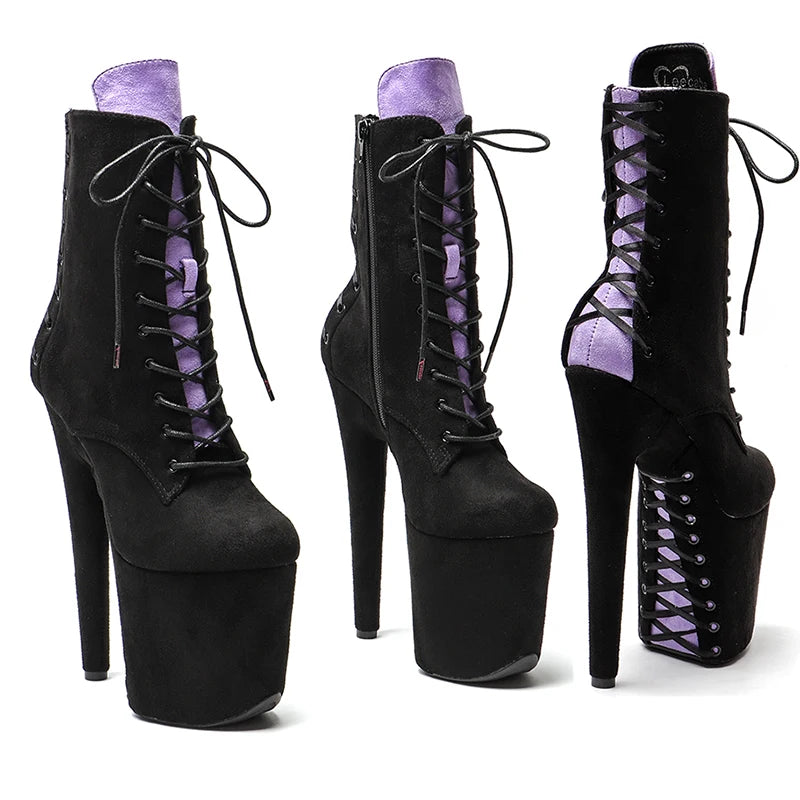 8-Inch Two-Tone Platform Ankle Boots