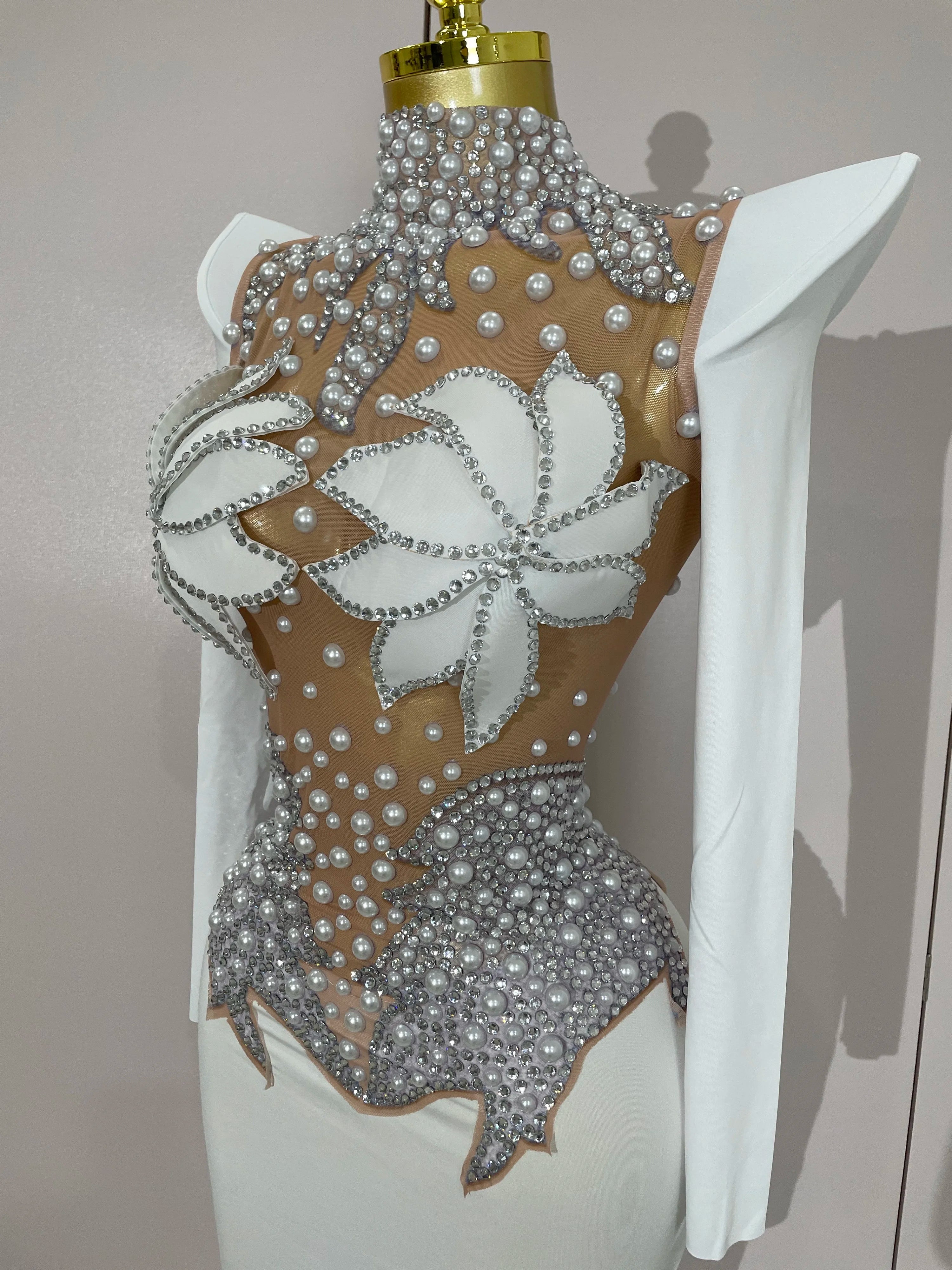 3D Floral Mesh Mermaid Gown | Long Sleeve | Pageant
