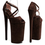 26CM Platform Pole Dance Heels - Suede High Heel Exotic Dancer Sandals
