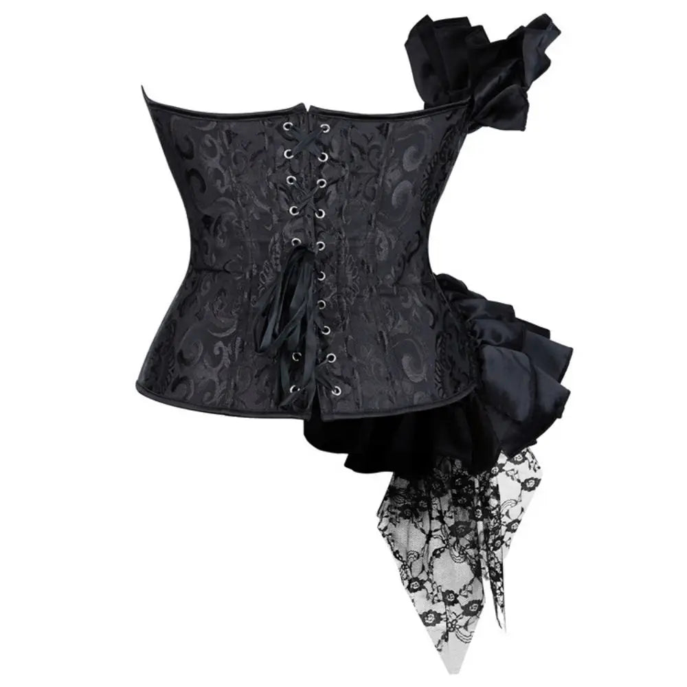Gothic Jacquard Overbust Corset | Sweetheart | Ruffle & Lace