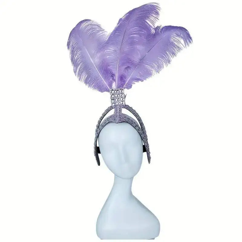 Rhinestone Showgirl Headpiece | Ostrich Feather Plume | 10 Colours | Adjustable