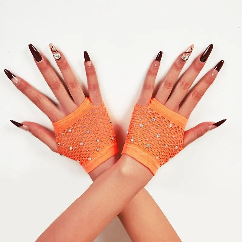 Rhinestone Fishnet Gloves | Fingerless