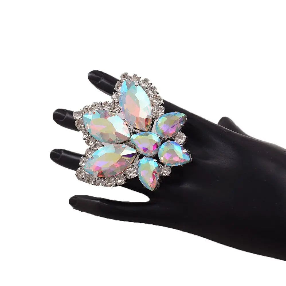 Aurora Crystal AB Statement Ring | Adjustable