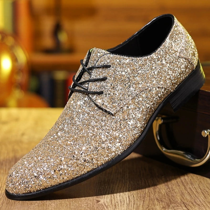 Men’s Glitter Oxfords | Pointed Toe