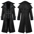 Jacquard Trench Coat | Gothic Medieval | Black & Maroon