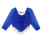 Sequined Belly Dance Crop Top | Coin & Bell Trim | Lace-Up Back