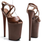 9-Inch Matte Platform Sandals - Peep Toe Exotic Dance Heels