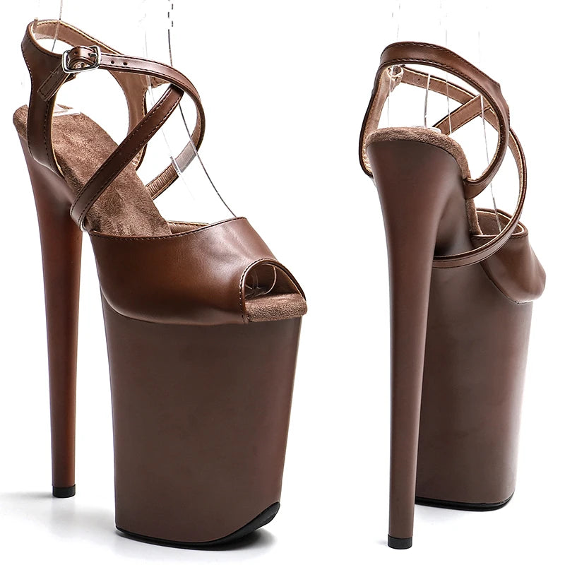 9-Inch Matte Platform Sandals - Peep Toe Exotic Dance Heels