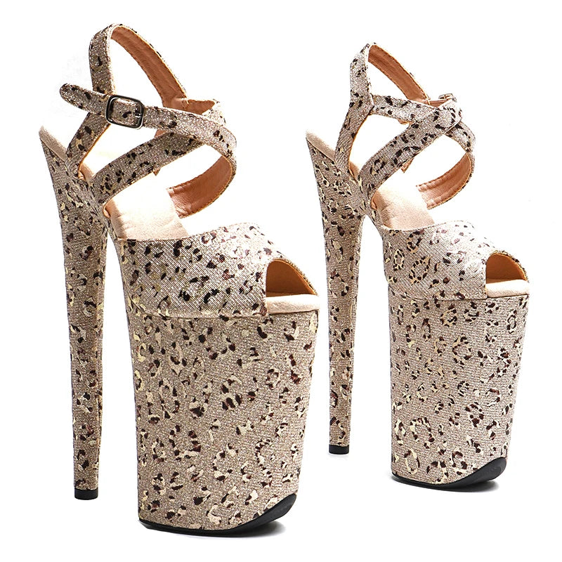 Leopard Glitter Platform Sandal Heel – 9 Inch Stage & Pole Dance