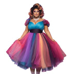 Rainbow Ombre Ruffle Pageant Gown | Off-Shoulder | Drag Queen