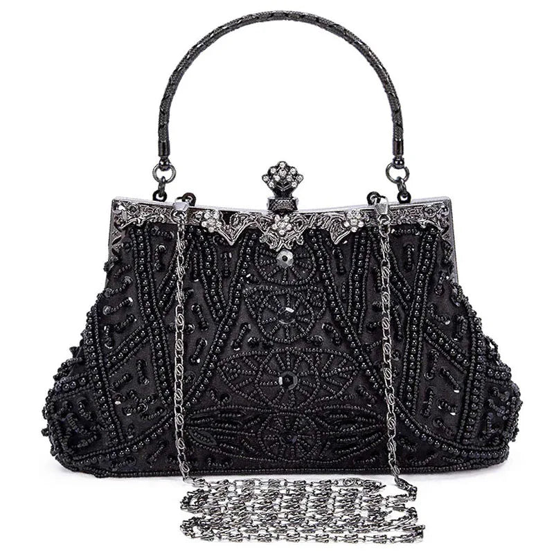 Vintage Beaded Evening Clutch | Sequin Crossbody Bag