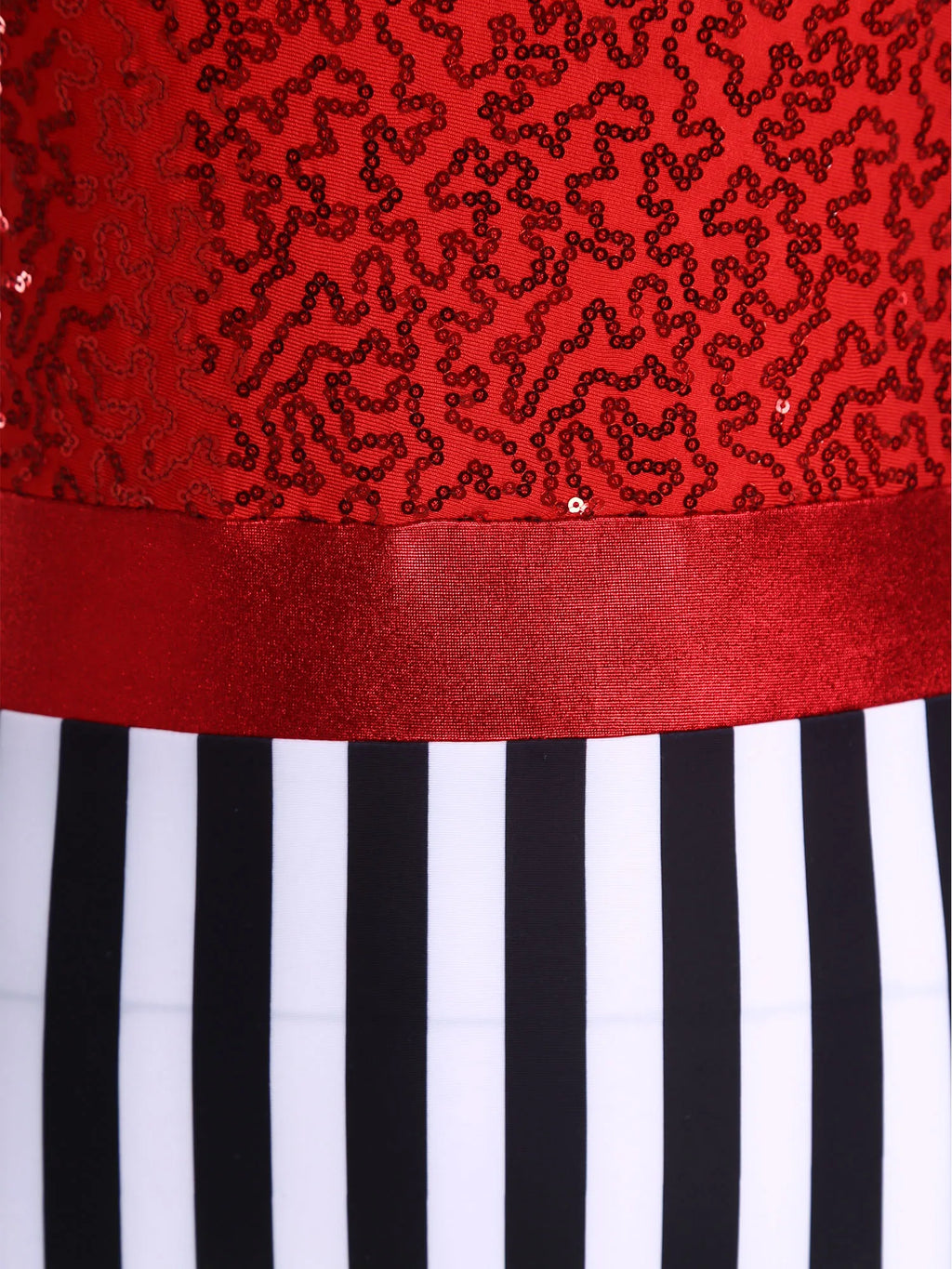 Circus Ringmaster Bodysuit & Gloves Set | Sequin Stripe | Cold Shoulder | Stage Costume