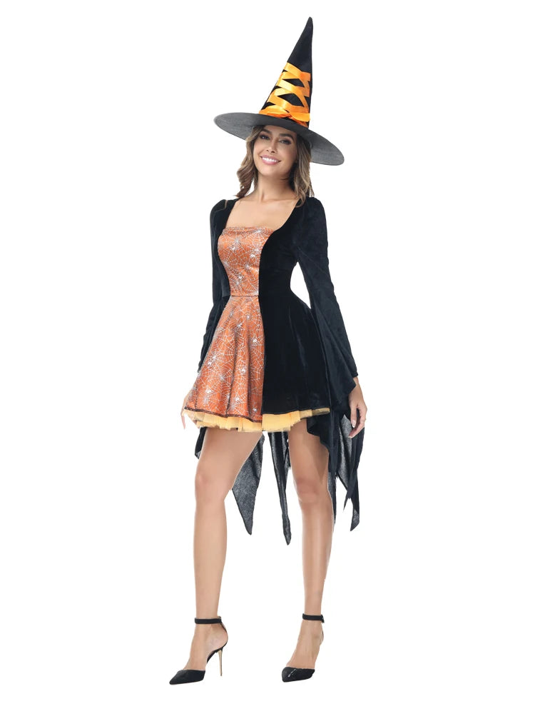 Witch Costume Set | Dress & Hat | 5 Colors | XS-XXXL