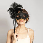 Feather Masquerade Mask | Venetian Half-Face | 7 Colors