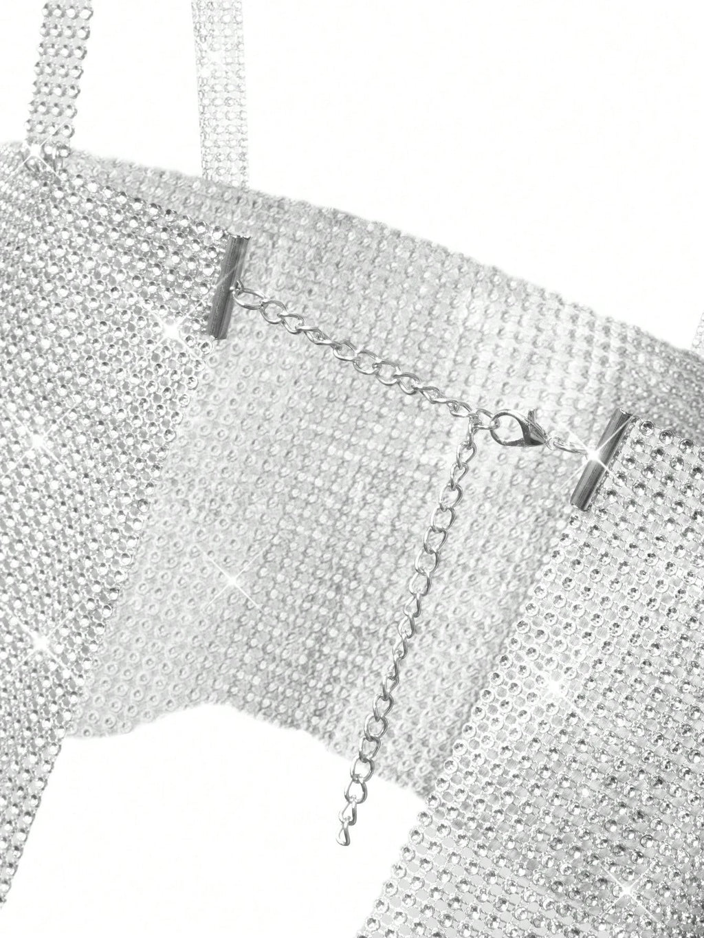 Metal Sequin Patchwork Crop Top - Backless Handmade Camisole