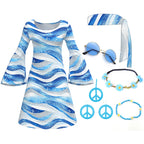 Women's Hippie Costume Set | 7-Piece | 60s 70s Disco Dress