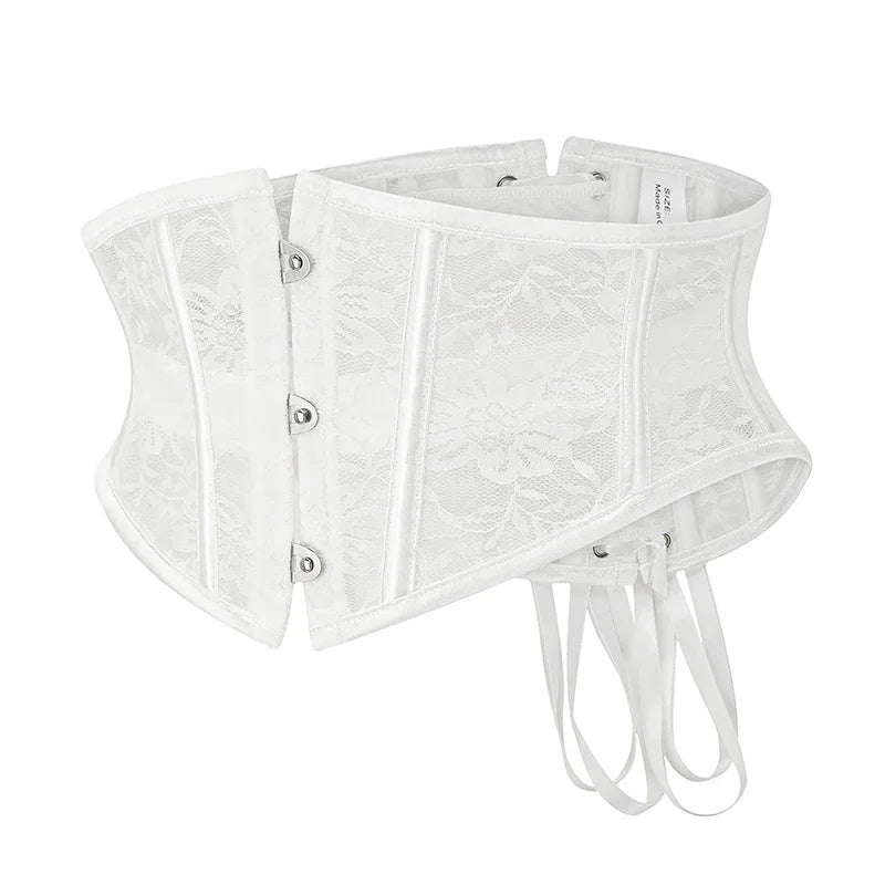 Floral Lace Underbust Corset | Waist Cincher | Back Lace-Up