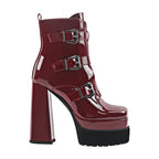 Patent Leather Ankle Boot | Platform | Square Toe