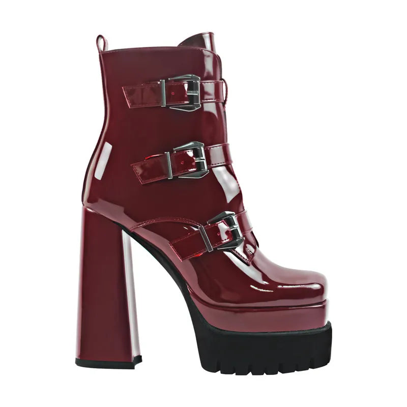 Patent Leather Ankle Boot | Platform | Square Toe