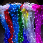 LED Belly Dance Fans - 1.5M Lace Performance Fans with Lights (Pair)