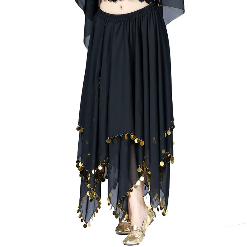 Belly Dance Chiffon Skirt | Sequin Trim | 11 Colors