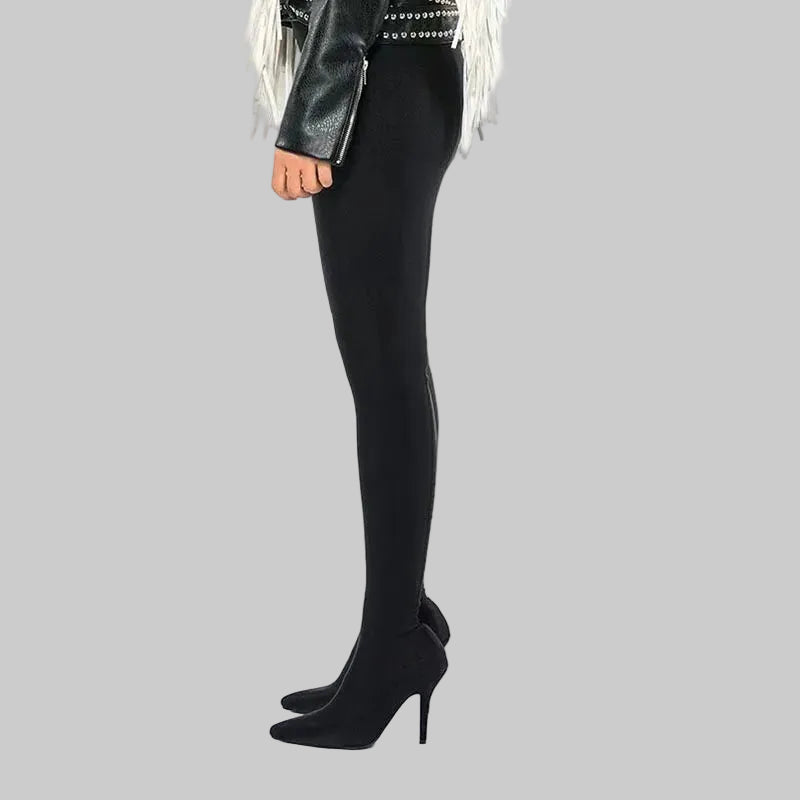 Over-the-Knee Stiletto Boots - Pointed Toe Thigh-High Boots