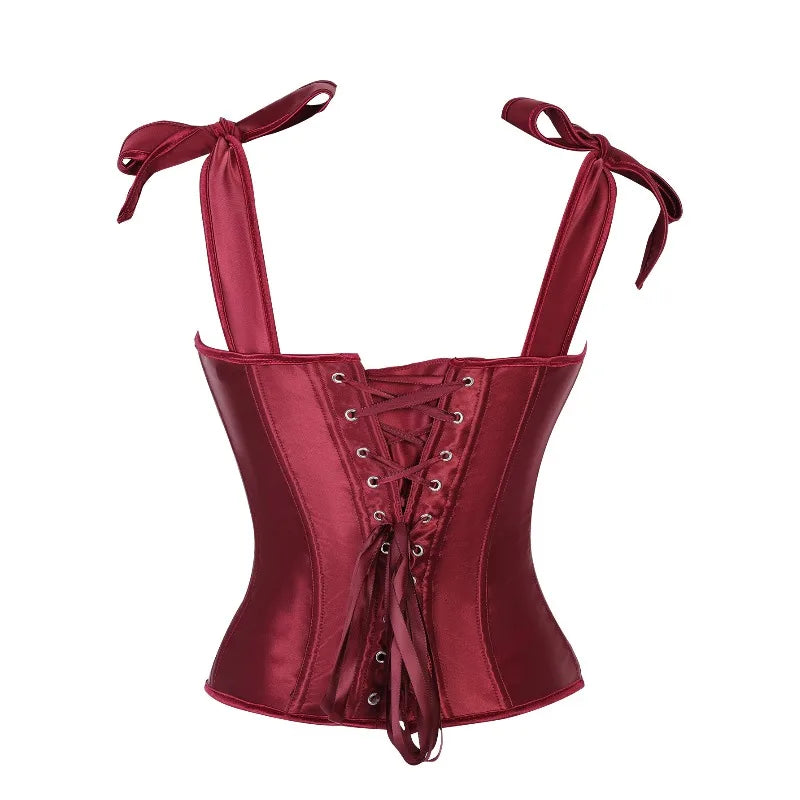 Satin Overbust Corset | Bow Straps | 10-Bone