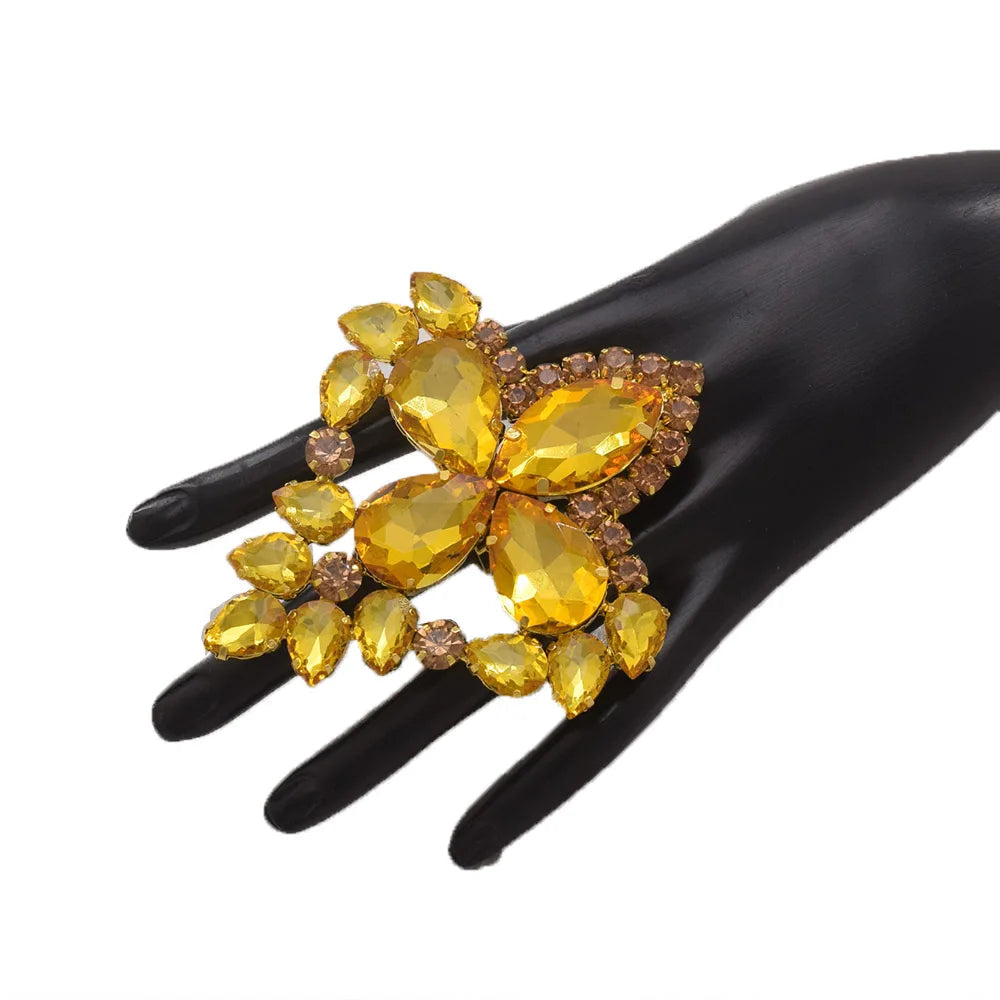 Oversized Rhinestone Cocktail Ring | Adjustable | 8 Colors